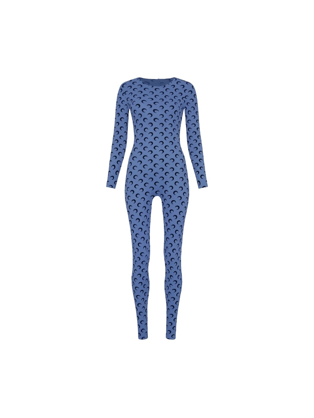 Marine Serre Blue Crescent-Print Long Sleeve Jumpsuit